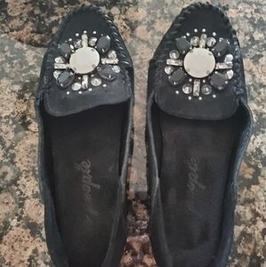 Free People Suede Moccasins with Gemstones